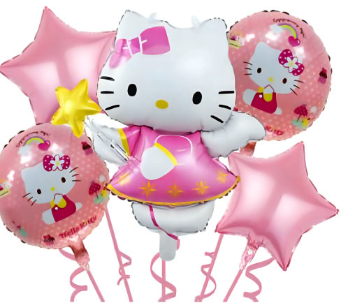 Set Globos Metalizados Hello Kitty